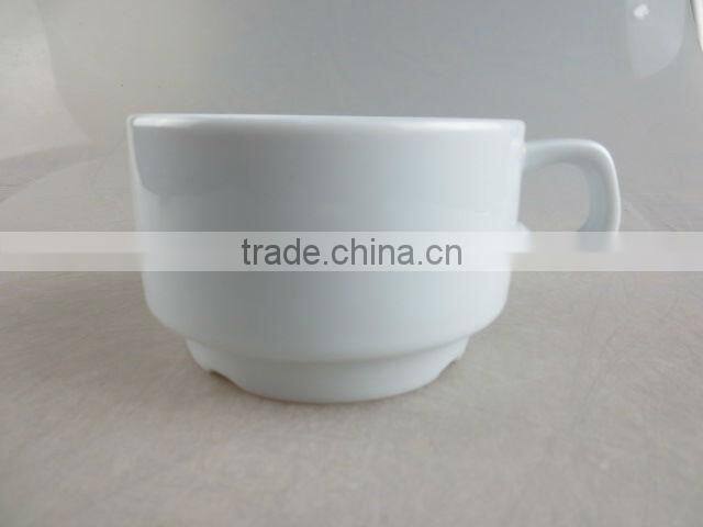round porcelain stackable white coffee cup