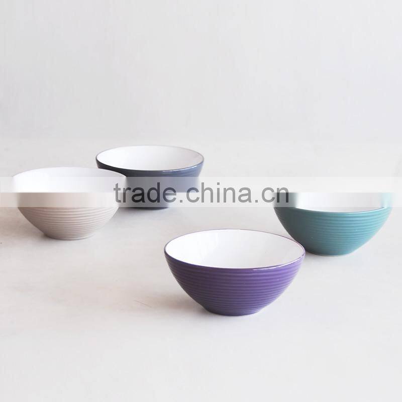 Japanese style ceramic noodles bowl with solid color