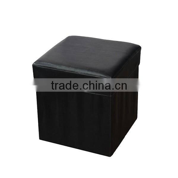 Black Faux Leather Folding Storage Stool For Livingroom/Bedroom