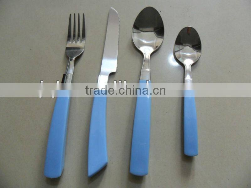 Plastic colored handle fork and spoon