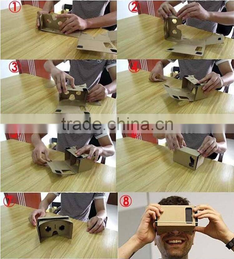 37MM Big Lens Google Cardboard V2.0 VR Box Cardboard 3D Glasses with headwrap
