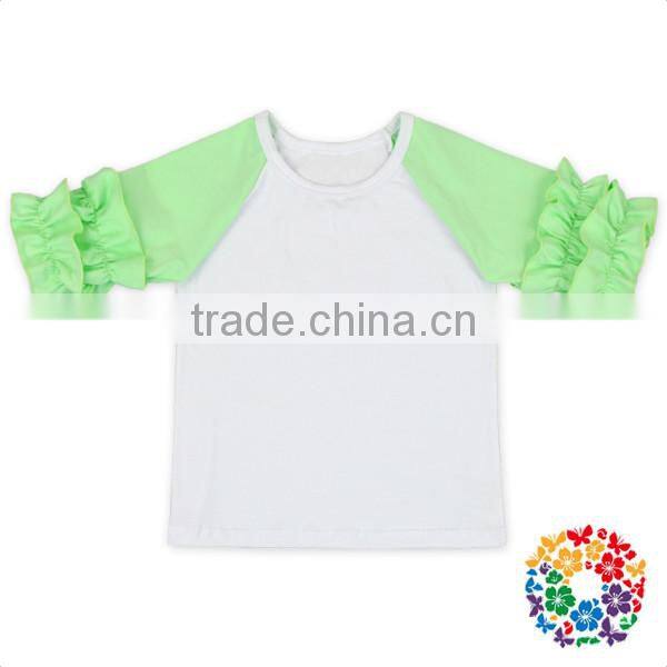 Wholesale Baby Girls Clothing Solid Color Cotton Half Sleeves Raglan Shirts Girls Ruffle Icing Raglan