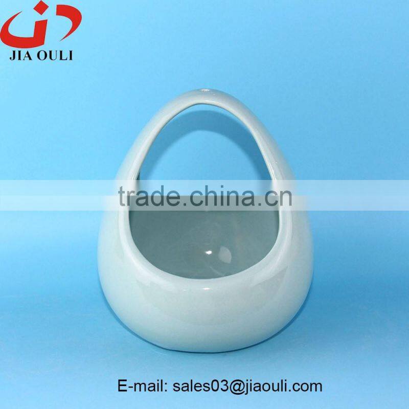 New design EASTER decoration colorful Ceramic egg shape basket