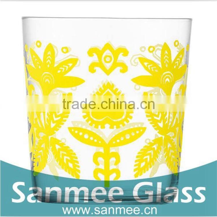 Decal Printed Glass Cup For Glass Candleholder