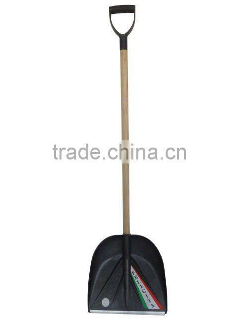 Durable plastic snow shovel with D grip