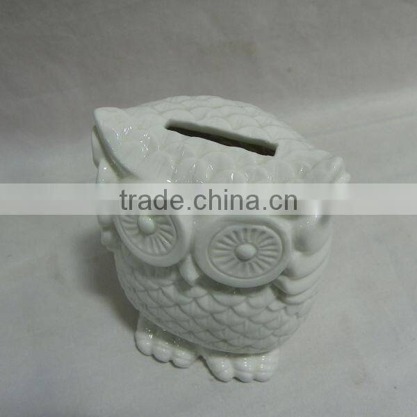 Ceramic Owl Shape Coin Money Bank
