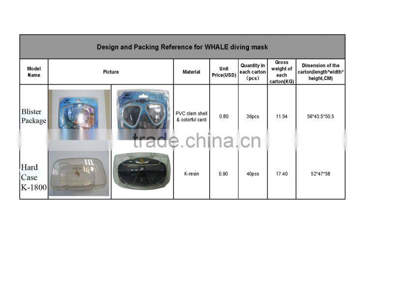 Hot custom Lunettes ,Whale Diving Mask/face plates(MK-2600)