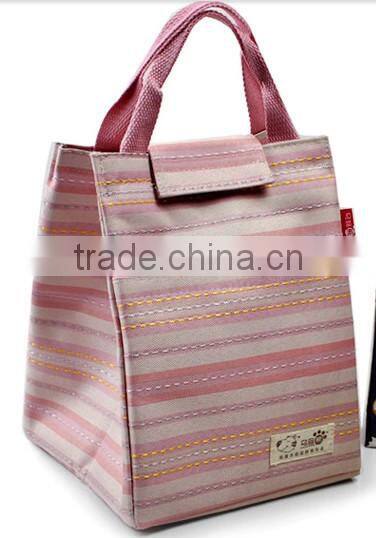 600D stripe cooler bag with tote hand for ladies