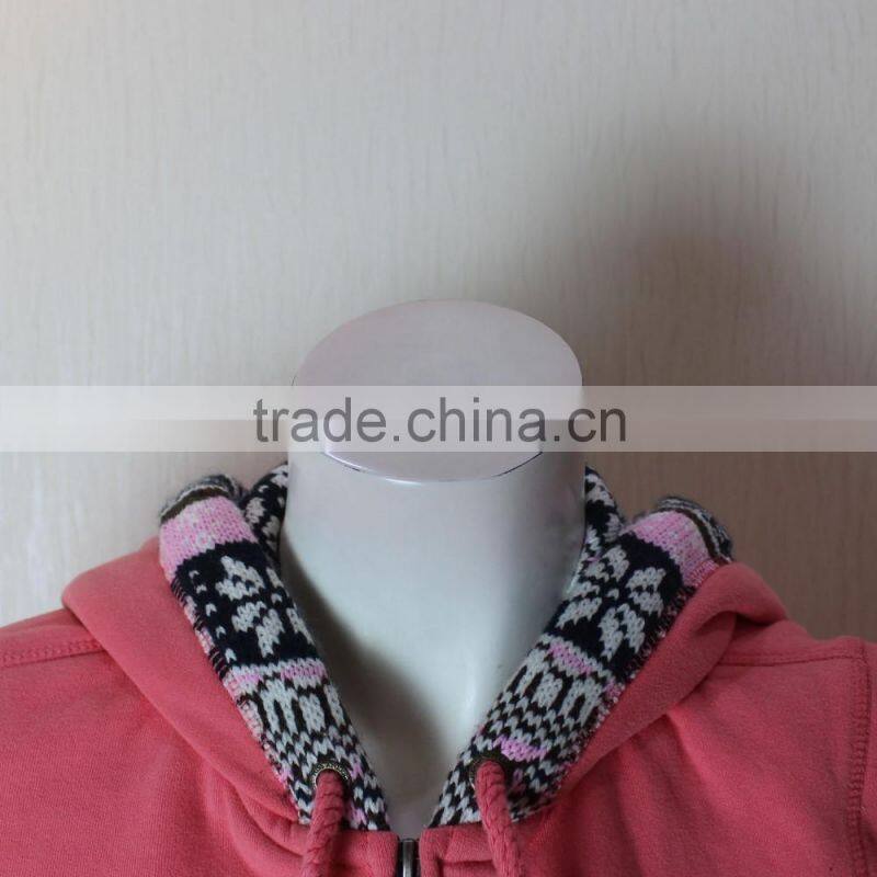 Lady Fashion Zipper-Up Sweatshirt With Chinese Style Hood