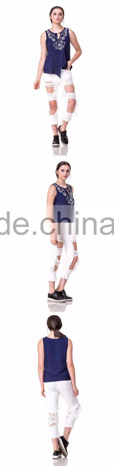 Domin fashion latest embroidery style young girls tops