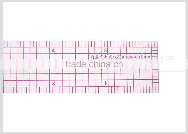Kearing 1"*6" sandwich printing clear plastic garment ruler for sewing fabric measurement #B-50