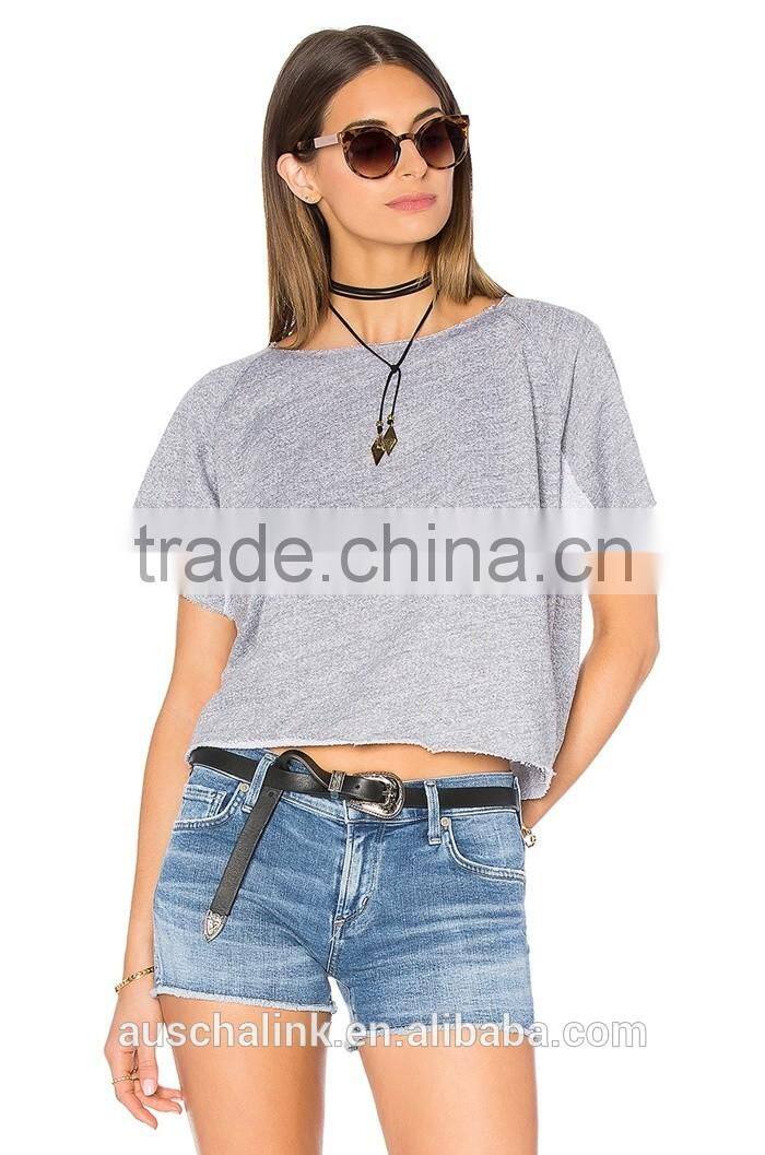 best selling ladies cut off mini raglan sweatshirt custom