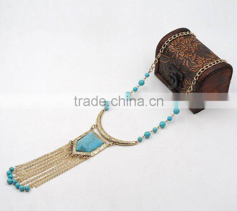 Alloy Gold color bead sweater necklace for lady