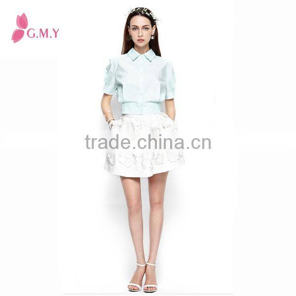 Summer New Design Plain color Short Sleeve Polo Shirts for Women / women blouse