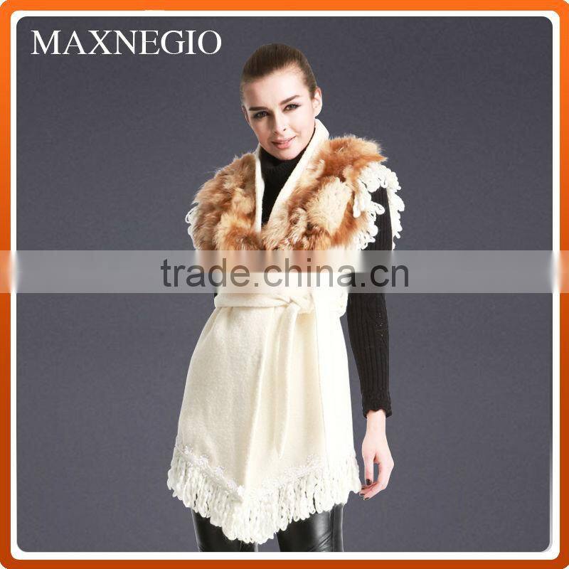 2 Color sleeveless fox fur collar coat new jacket women fashion autumn jacket