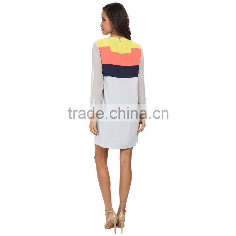 new model long sleeves chiffon ladies clothes dress for casual