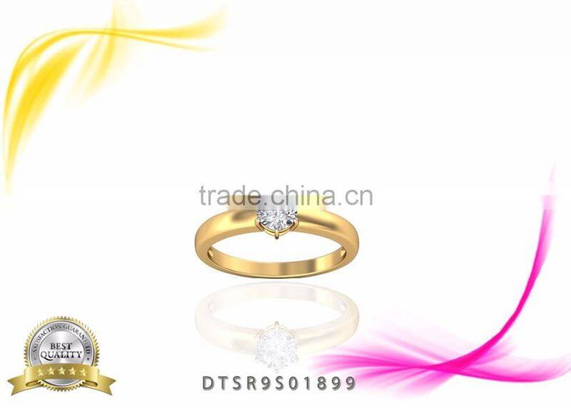 Single stone Stud Gold Plated Ring