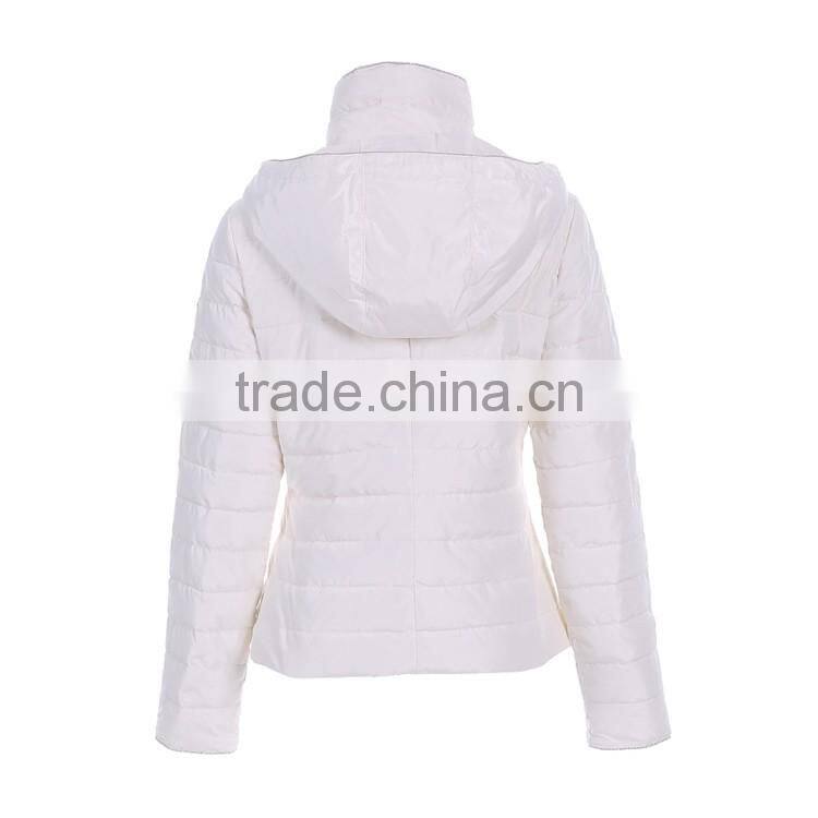 Hot Design Women Stand Collar Metal Zipper Hoody Padding Jacket