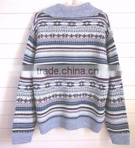 2016 New Design 100% Wool Shrug Men's Intarsia Heavy Winter Sweaters