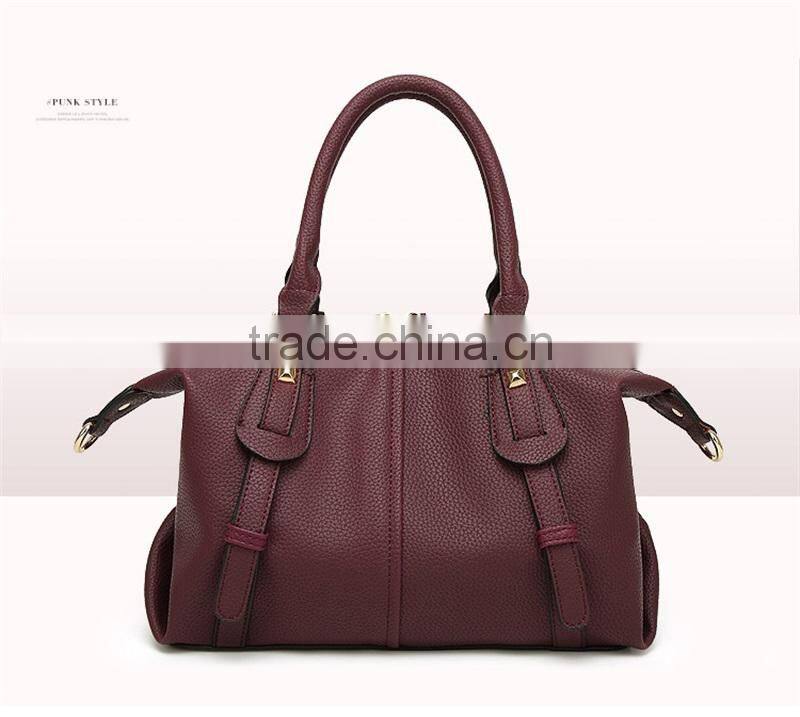 China Leather Handbag Wholesale Price Quality Leather Boston Bag Women Tote Bag Handbags