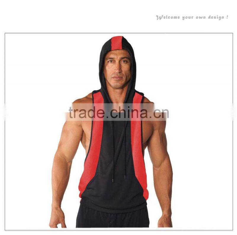 hot sale Sports Men's body building hoodie wear Custom Gym Singlets