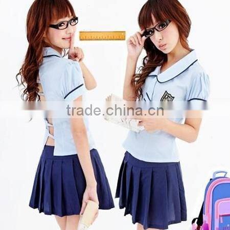 2015 fashion nylon school girl costume pleated skirt