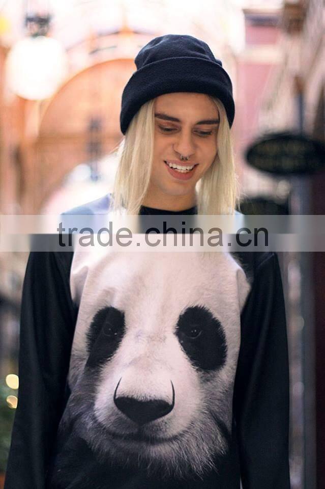Unisex 3D panda printed fleece streetwear sweatshirt