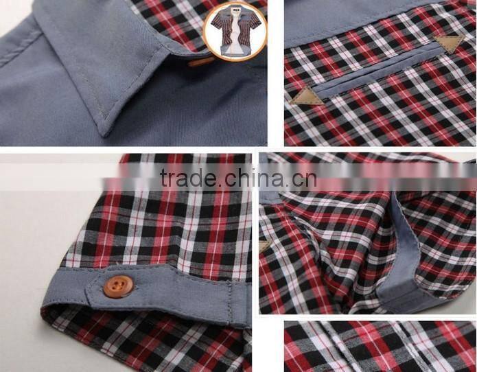 2014 new model casual shirt for men plaid short sleeve shirts