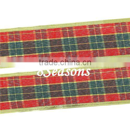 Multicolor Grid Pattern Satin Ribbon For Christmas Decoration 5.0cm