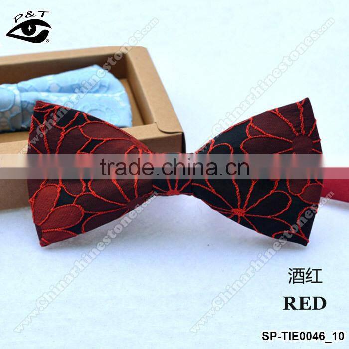 9 Colors 12x6 CM Flower Embroideried Jacquard Party Bow Tie Silk Bowtie for Men