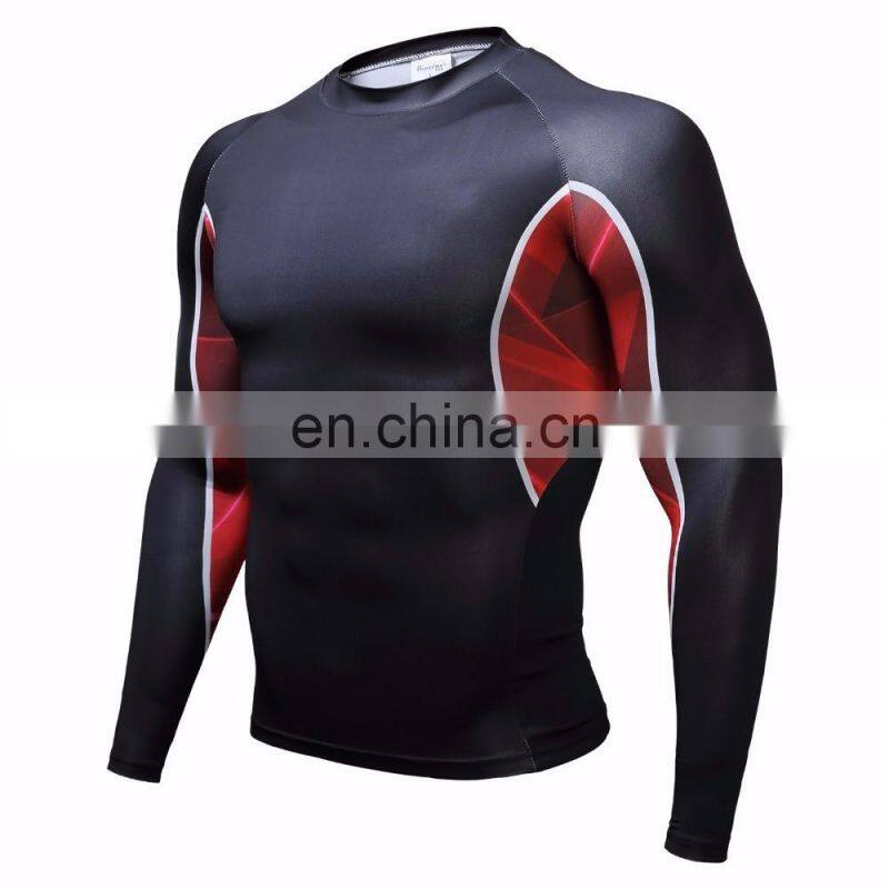 OEM is available Printed long-sleeved men's sports compression wear