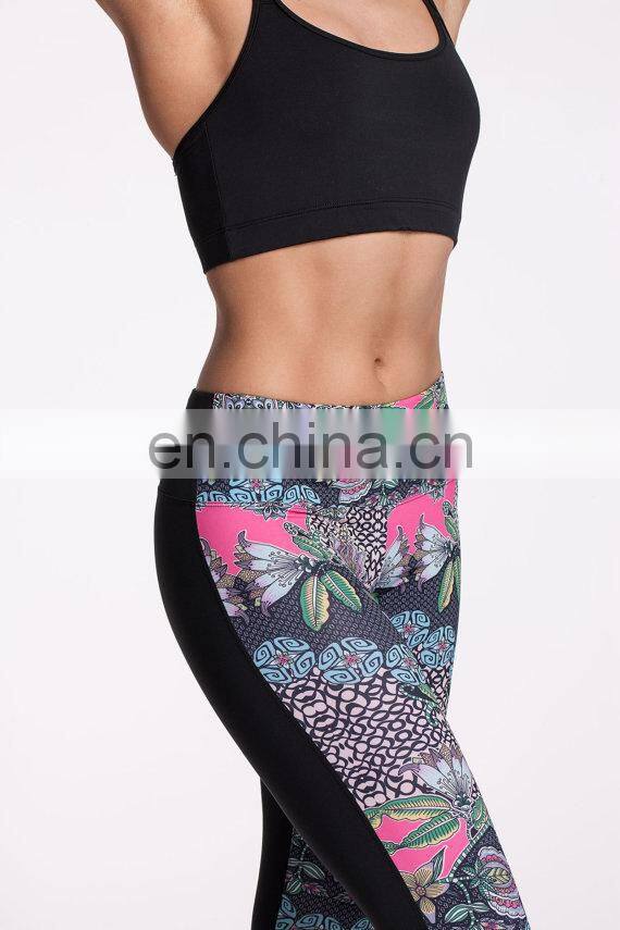 Full sublimation womens elastic fitness running sport high waist sex lycra yoga leggings polyester high quality yoga pants