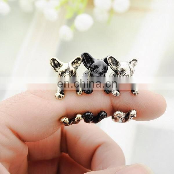 Fashion Design Gold Plated Dog Open Ring Animal Style Cuff Ring