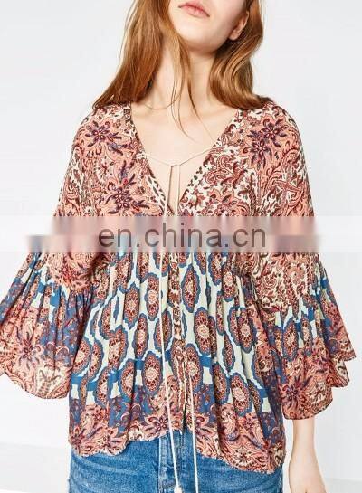 Beautiful lady flower blouse