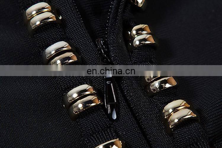 2017 fashion Black sleeveless O neck vent heavy beading beauty party dresses