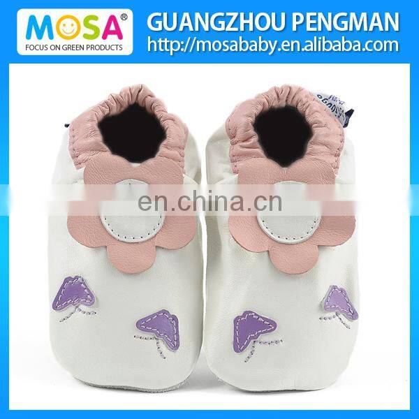 Soft Sole Cow Leather Kid Pre-Wlaker Shoes Blue Bird Pattern Size 0-4 Years