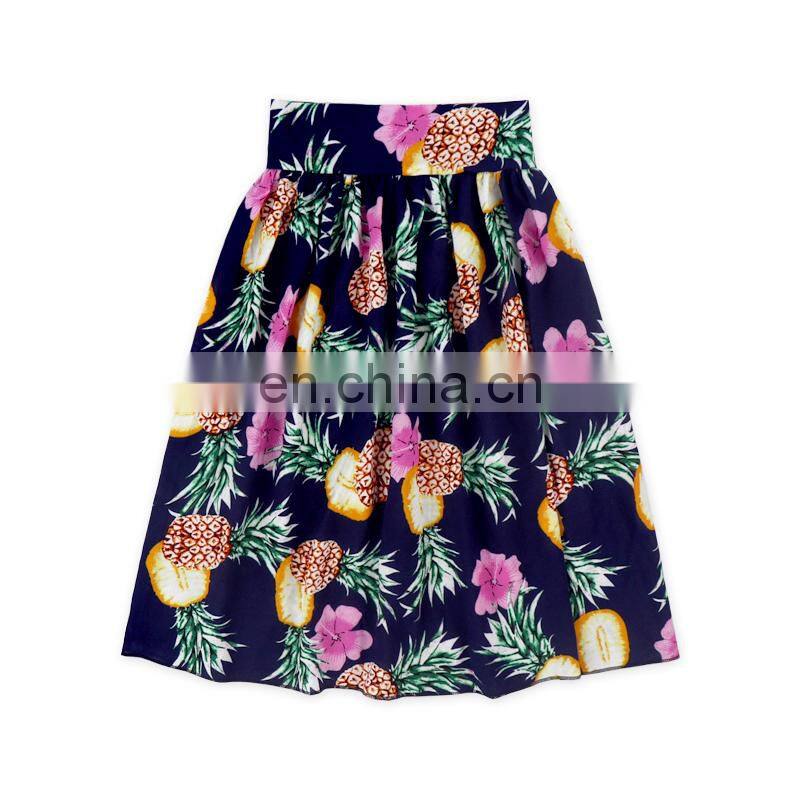 Custom baby girls petal skirts colorful prints fabric children girl maxi skirt