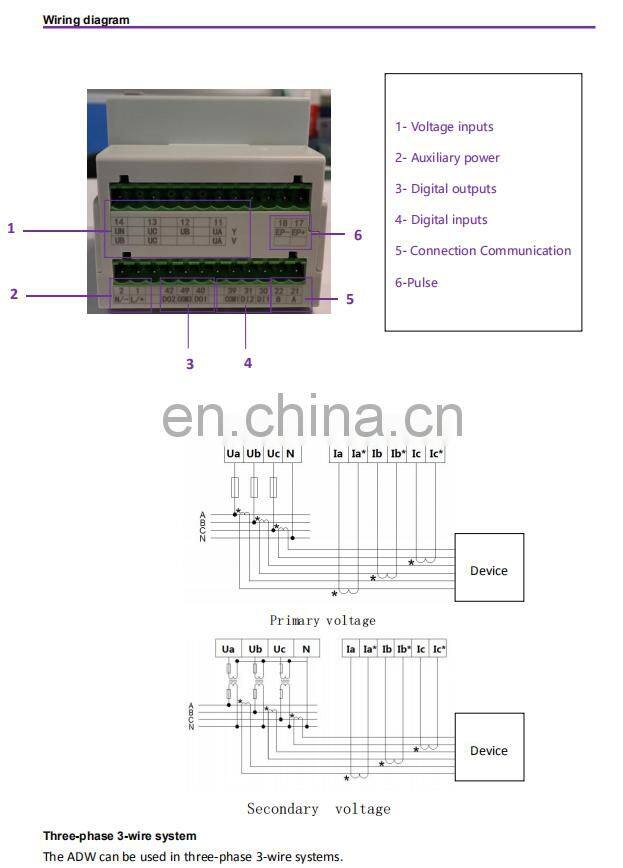 wireless 2 G 4G LORA NB din rail ADW200-D10-2s multi circuit modbus energy meter with split CT