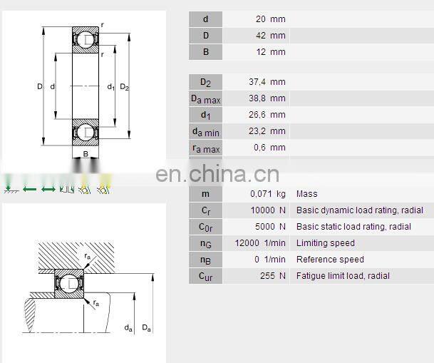 Deep Groove Ball Bearing 6004 Bearing 20*42*12