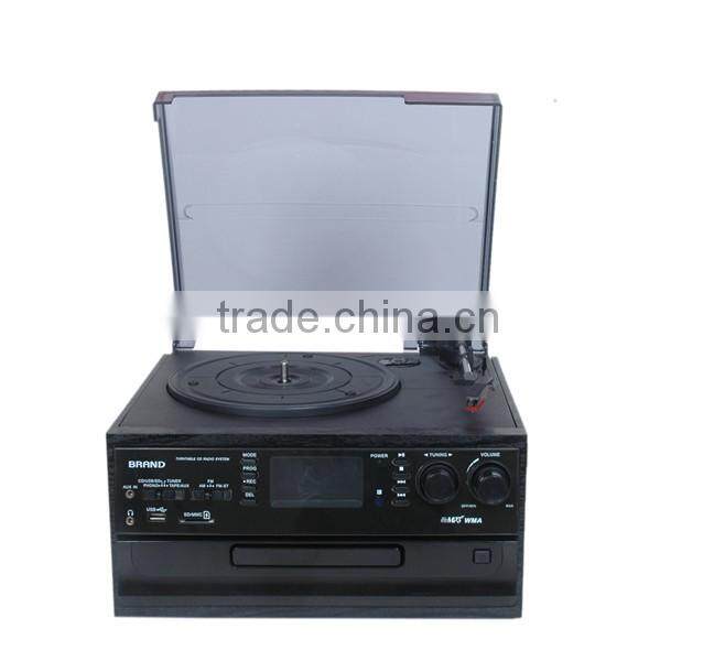 TR-19PCD:Professional Vintage design with vinyl records player usb record CD AM FM radio cassette