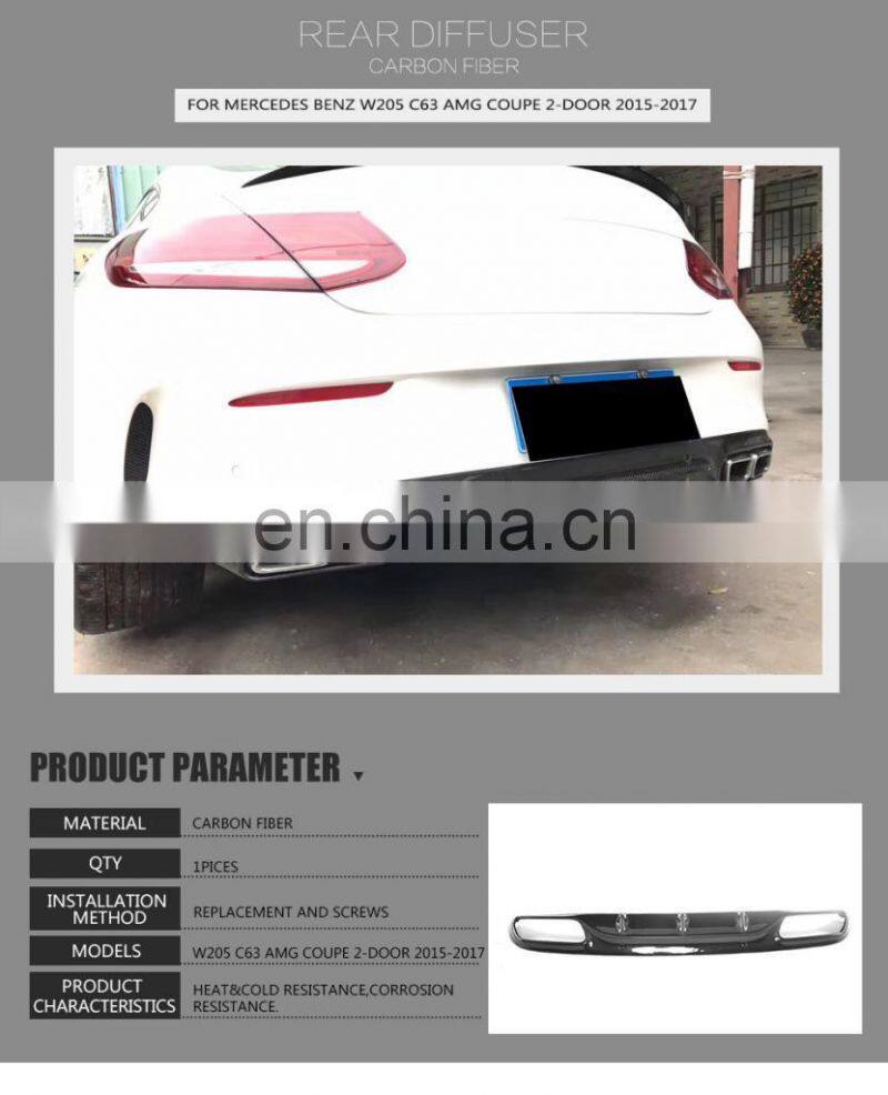 Carbon fiber Car Diffuser for Mercedes Benz W205 C63 AMG OEM Coupe 2-Door 2015-2017
