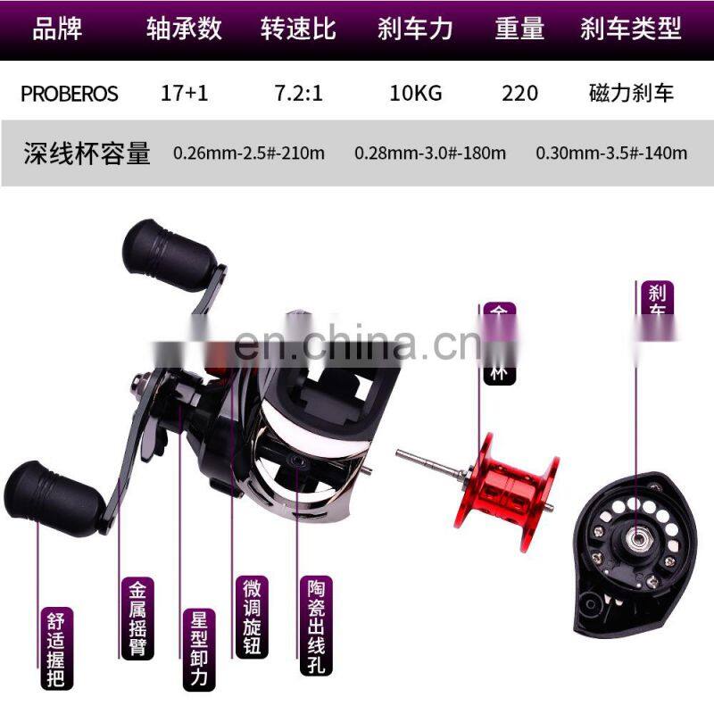 Left Right Hand Baitcasting Reel 17+1 axis fishing line wheel 7.2:1 sea fishing wheel