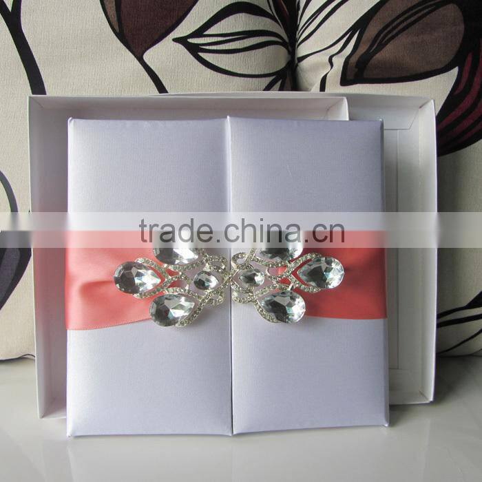 2015 fashionable silk wedding cards with buckle -- T252