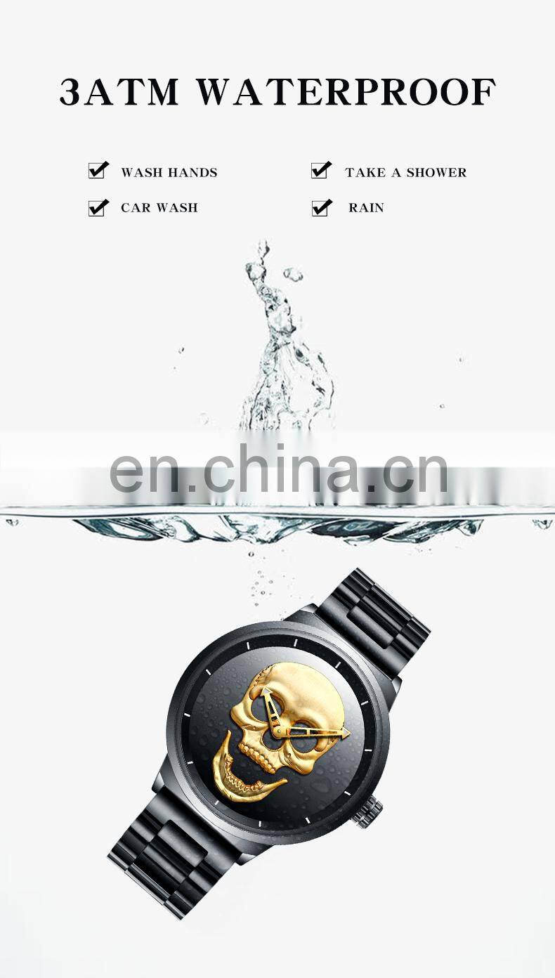 Biden 0063 Original Men Japanese Quartz Wrist Watches Stainless Steel Skull Analog Water Resistant Brand Luxury Men Watch