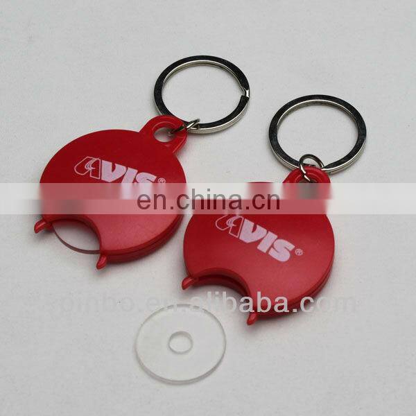 Customized Kerying Plastic Trolley Euro Coin Holder Keychain