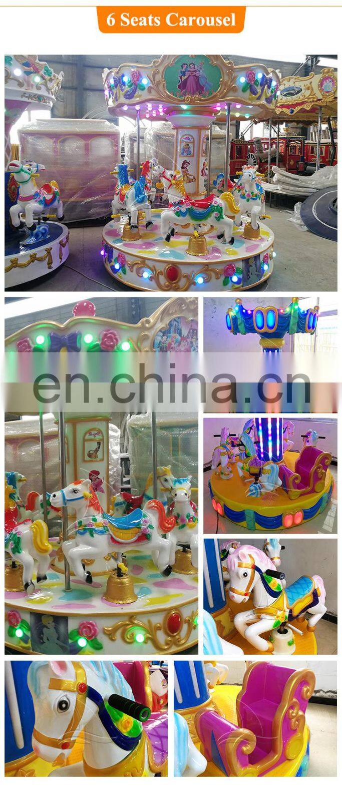 Fairground musical carousel equipment 6 seats amusement rides