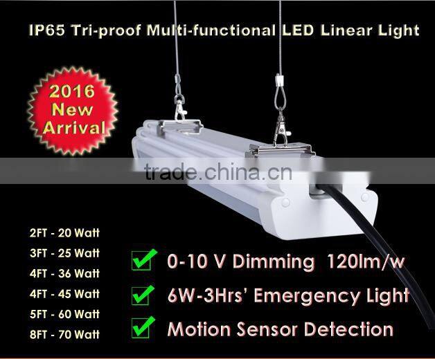 4ft 1.2m 40W 45W LED Tri-proof Light, IP65 Waterproof Tri- proof LED Light, LED Batten Light for Warehouse Car Parking