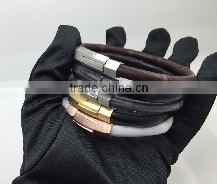 2016 Fashion Handmade Real Ostrich Leather Wristbands& Natural Color Leather Cord For Fashion Bracelet