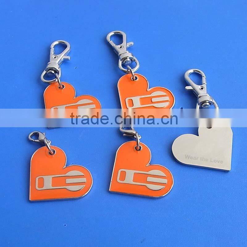 flower design round shape metal zip pull for purse bags