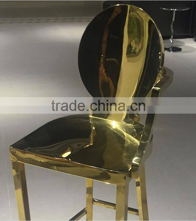 modern golden stainless steel legs bar chair